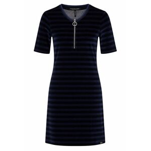 Scotch & Soda Striped Dress XS Navy Black Zip Front Short Sleeve Knit Mini